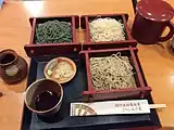 小せいろ三色そば（よもぎそば、さらしなそば、手打ちそば、）（2016年3月3日撮影）