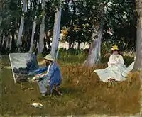 ジョン・シンガー・サージェント 『木の下に腰掛けて描くモネ』 1885年 54.0 × 64.8 cm テート・ギャラリー(ロンドン)
