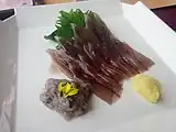 刺身と竜宮そうめん(ほたるいかミュージアムにて)