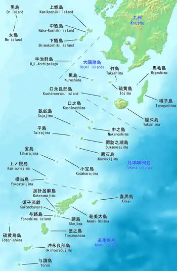 喜界島の位置(100x100内)