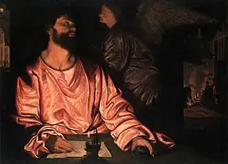 聖マタイと天使（ジローラモ・サヴォルド、1529年頃）