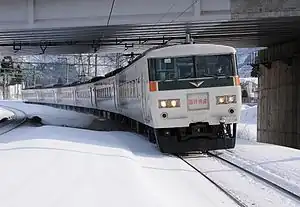 185系で運転される「シーハイル上越」（2014年2月）