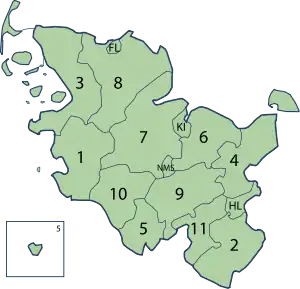 郡と独立市の区分図