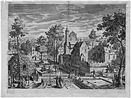 城の公園を散歩する貴族