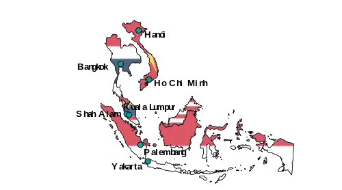 Mapa de las sedes de la competición.