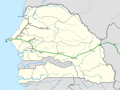 セネガルの鉄道網
