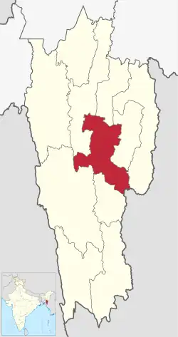 ミゾラム州におけるサーチップ県の位置。