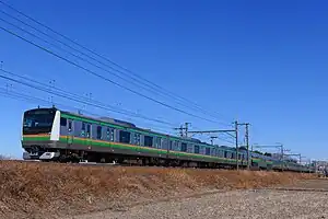 宇都宮線を走るE233系3000番台(東大宮駅 - 蓮田駅間、2021年2月)