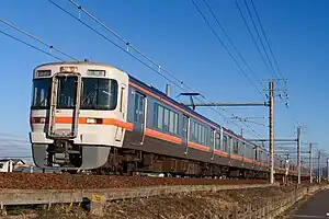 313系による新快速（2022年1月 岐阜駅 - 木曽川駅間）