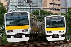主力車両のE231系500番台(2022年9月 御茶ノ水 - 水道橋間)