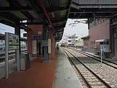 中洲駅構内の0キロポスト