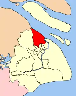 上海市中の宝山区の位置