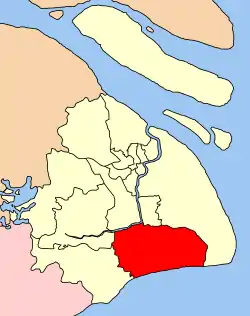 上海市中の奉賢区の位置