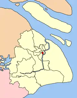 上海市の中の旧盧湾区の位置