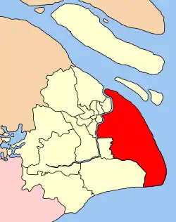 上海市中の浦東新区の位置