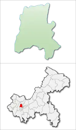 重慶市中の沙坪垻区の位置