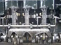 ライマ機関車製造会社製のシェイの機関部 (s/n 3320 1928年製). 現在もCass Scenic Railroad State Parkで運転されるCass Scenic No. 2