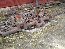 Railtown 1897 State Historic Parkのシェイのクランク軸と関連する部品