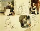 人物研究のシート、1830年-1839年、ボストン美術館蔵