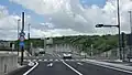 東九州自動車道出口付近。写真奥方は都城志布志道路ランプ部（2021年7月）
