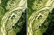 手取川ダムに水没する前の旧白峰村桑島地区(石川県白山市)。