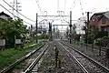 尻手駅構内にある南武線と尻手短絡線との分岐点