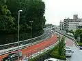 代々木PAから高井戸方面を見る。カーブが連続している