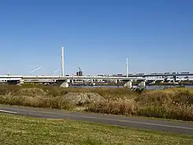 小松川ジャンクション建設開始前の小松川線（下）と中央環状線（上）の交点