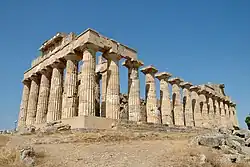 The columns of the Temple of Hera were re-erected, but most of the roof is missing.