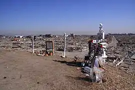 閖上地区にある日和山(標高6.3m)から見た被災地(2011年4月6日)