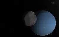 シミュレーションで描いた、海王星を公転するプロテウス