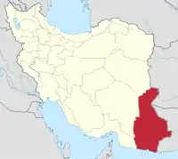イランにおけるスィースターン・バルーチェスターン(塗りつぶし部)。