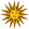 1830年のウルグアイの国旗における五月の太陽