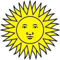 1828年から1830年までのウルグアイの国旗における五月の太陽