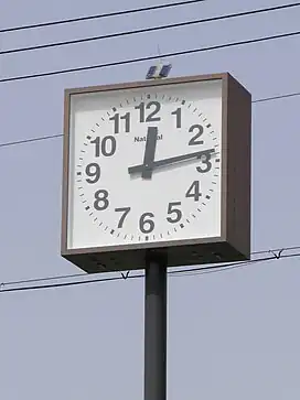 ナショナル(現パナソニック)製のポール型両面電気子時計(親子時計)