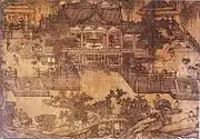 北宋時代(960年-1127年)の水車場。水平型水車を使って脱穀を行っていた