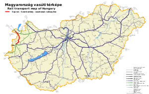 ショプロン - ソンバトヘイ線の路線図