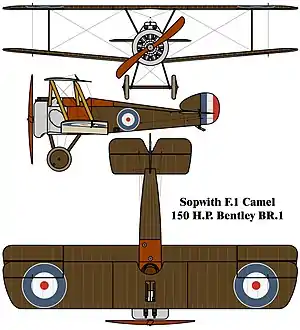 Orthographically projected diagram of the Sopwith camel.