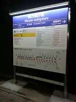 駅標の新案内サイン（南万騎が原駅、ひらがな表記のなかったデザイン一部修正前。2013年10月26日撮影）