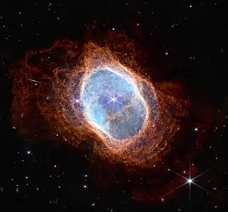 2022年にジェイムズ・ウェッブ宇宙望遠鏡によって撮像された惑星状星雲NGC 3132。
