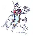 スパッヒの下士官。北アフリカの気候に対応するため、白いバーノスを羽織っている（1900年ごろ）
