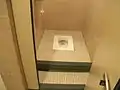 香港ディズニーランドの正門付近のトイレの個室。金隠しのないしゃがみこみ式である。また、日本とは違い、ドアを向いてしゃがむ。