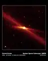 A スピッツァー宇宙望遠鏡で撮影された赤外線でのエンケ彗星の尾の画像。