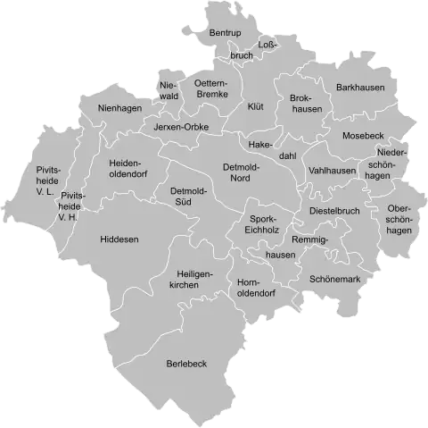 デトモルトの地区図