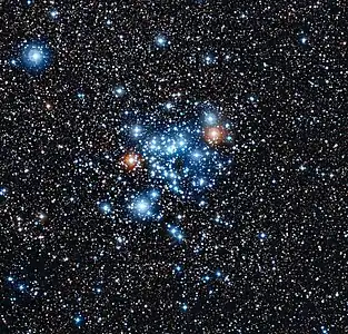 ESOラ・シヤ天文台のスイス1.2mレオンハルト・オイラー望遠鏡で撮影された散開星団NGC 3766。