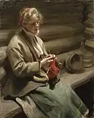アンデシュ・ソーン "Girl from Dalecarlia knitting"/1901年。
