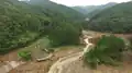 九州北部豪雨により妙見川が氾濫し被災した朝倉市須川（2017年7月8日）