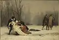 ジャン・レオン・ジェローム『仮面舞踏会の後の決闘』1857年。50 × 72cm。コンデ美術館