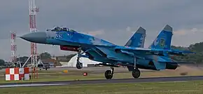 単座型のSu-27P1M。2019年のロイヤル・インターナショナル・エアタトゥー（英語版）にて撮影。