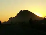 オンタリオ近くの火山性噴石丘、マルヒュア・ビュートの夕陽